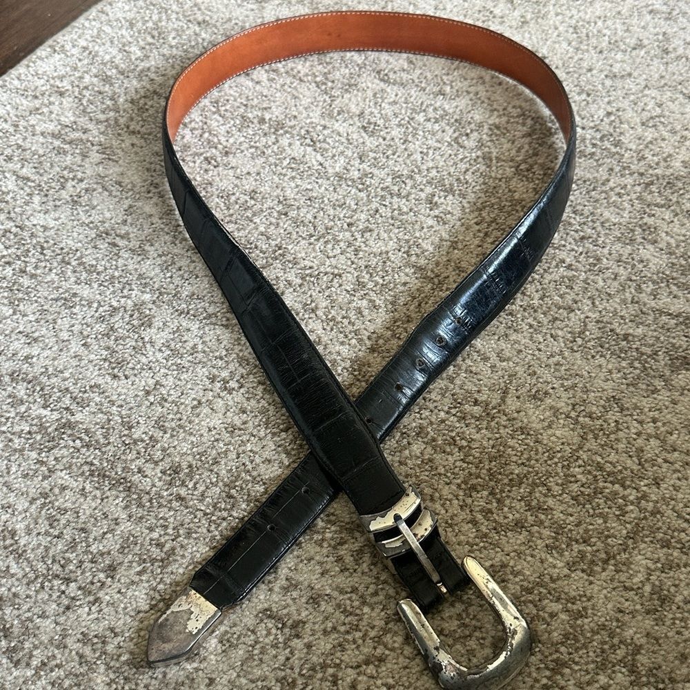 Onyx by Brighton Black Leather Belt 42 (19403)
